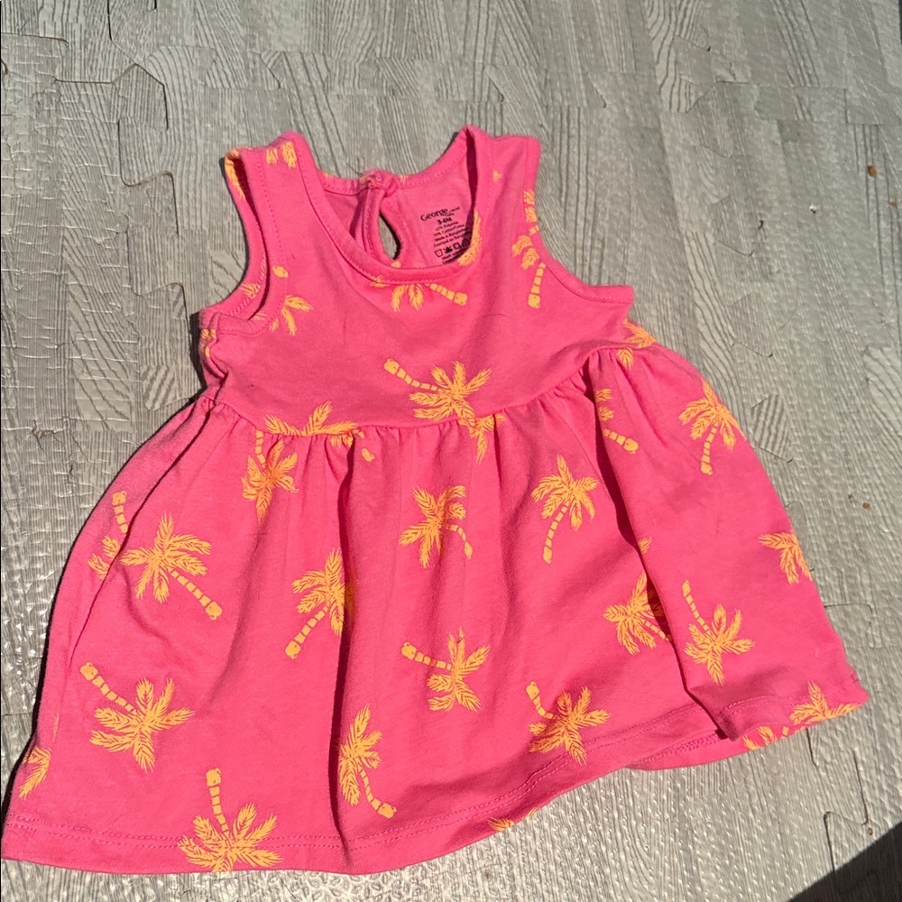 George Pink and Yellow Palm Tree Dress